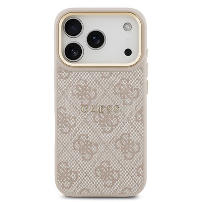 Guess iPhone 17 Pro Max MagSafe Hülle Case Cover 4G Classic Logo Gold Frame pink