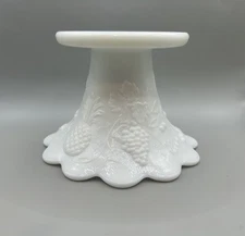 1960's Milk Glass Westmoreland Punch Bowl Base Pineapple Grapes VTG Table Decor