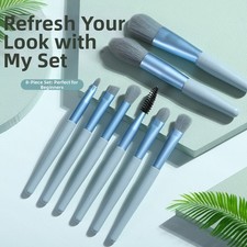 8 Piece Mini Makeup Brush Set with Leather Bag Portable Makeup Tools for Travel