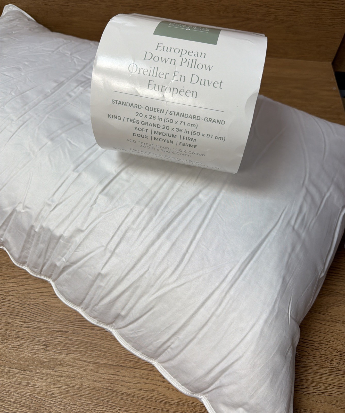NWOB Downlite Hotel Collection European Down Pillow King Sof