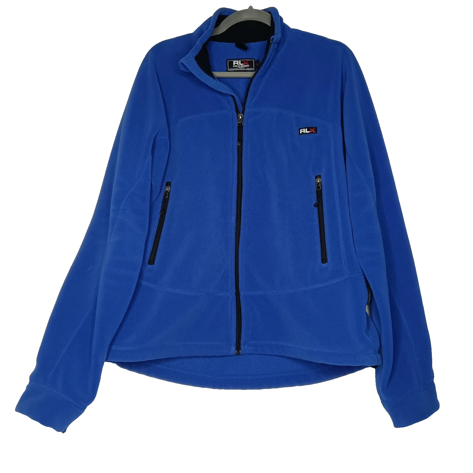 Y2K RLX Polo Sport Jacket Mens Large Polartec Warm Blue Fleece Full Zip Made USA