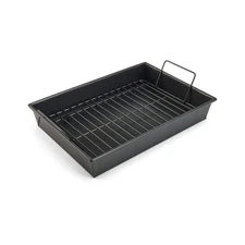 13x9 Inch Pro Non-Stick Roast and Broil Baking Pan with Rack Dark Gray