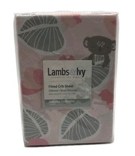 Lambs  Ivy Calypso Cotton Fitted Crib Sheet -28" x 52" Pink Gray White Animals
