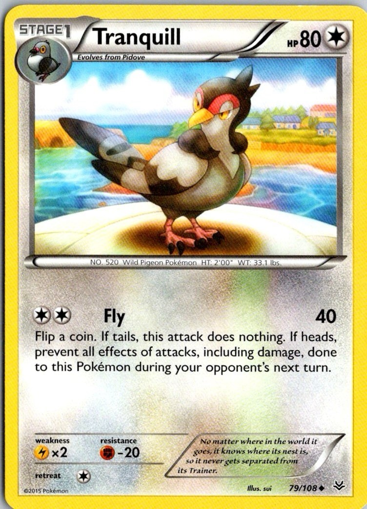 Tranquill 79/108 - LP - XY Roaring Skies Pokemon Card - Sui Art