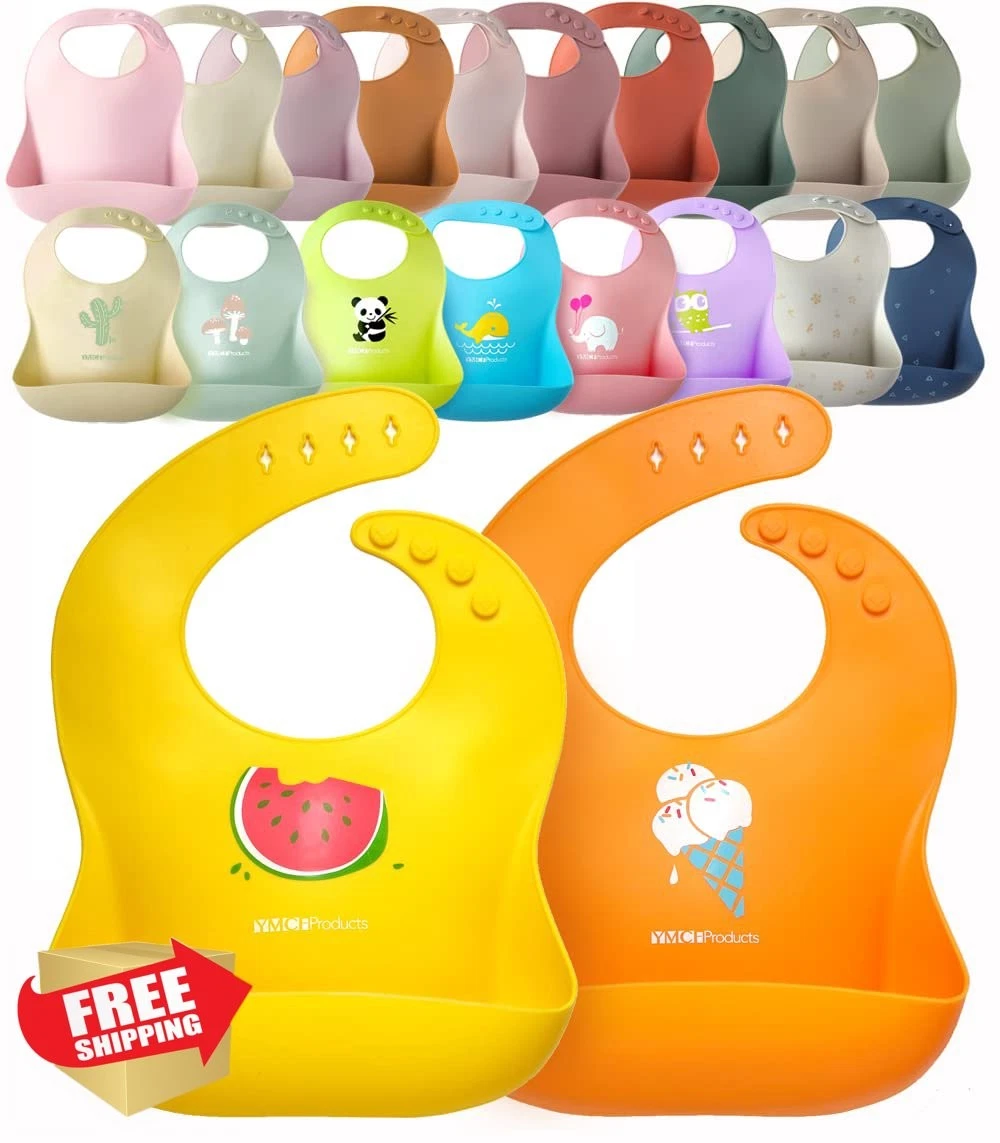 YMCF Products Silicone Bib Orange/Yellow Large Pack 2