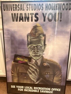 Vintage Universal Studios Hollywood 'Frank N. Stein Wants You!' promotional post