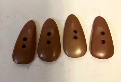 Resin Toggle Buttons Horn Tooth Shape Brown Plastic Two Holes 4pcs 1.5''L  NEW