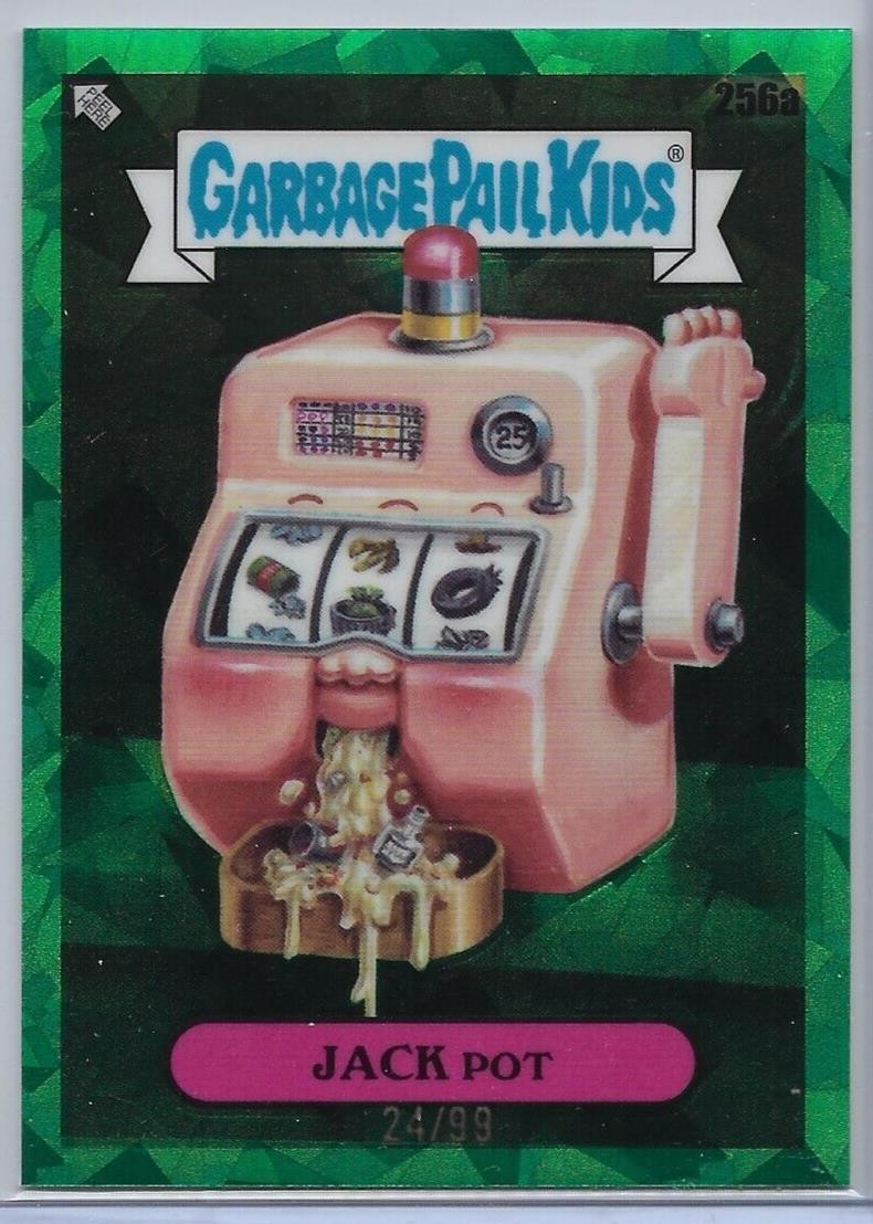 2024 Topps Garbage Pail Kids Chrome Green Sapphire #256a Jack Pot front