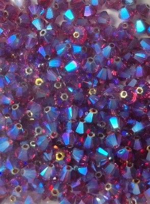Swarovski Fuchsia AB 2X Crystals~14 Pieces~6mm Bicone HOT PINK ~ NEW! LIMITED!