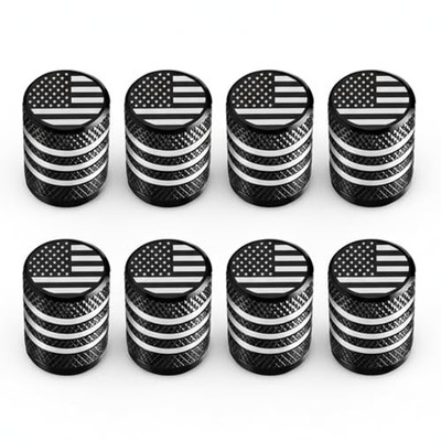 Pitlane Performance Tire Valve Stem Caps (8 Pack) Aluminum American Flag