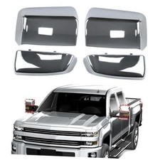 Side Tow Mirror Covers Caps Compatible with Chevy Silverado 2014-2019 Chrome