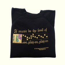 HANES VTG 90s USA MADE ART SHAKESPEARE MUSIC POETRY EMBROIDERED SWEATSHIRT SZ XL
