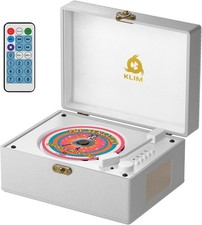 KLIM Retro CD Player – Vintage Style Portable Boombox w/Bluetooth, USB - White