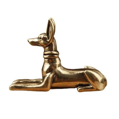 Brass Egyptian Anubis Hound Figurine Handmade Retro Statue Home Desk Decor