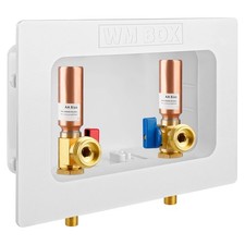 Washing Machine Outlet Box with Center Drain, 1/2" Sweat MIP Inlet x 3/4" MHT...