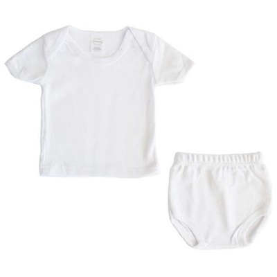 Bambini 025B NB Interlock White Short Sleeve Lap T-Shirt & Underwear Set- New...