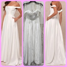 LULUS Extraordinary Vow White Off The Shoulder Maxi Dress*Pockets Size SMALL*NEW