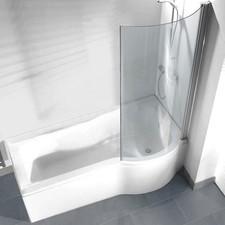 P Shape Curved Shower/Bath Screen - 6mm Glass Replacement