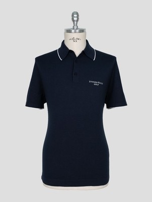 NEW STEFANO RICCI DARK BLUE COTTON PL POLO EU 50 - US 40 - M RES165