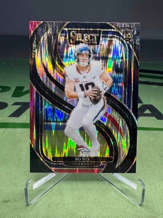2024 Select Bo Nix Premier Level Black Red Shock Prizm Rookie RC #117 - Denver