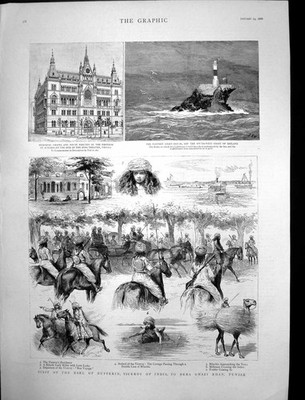 Antiker Druck Besuch Graf Dufferin Dera Ghazi Khan Punjab Kapelle Wien 1888