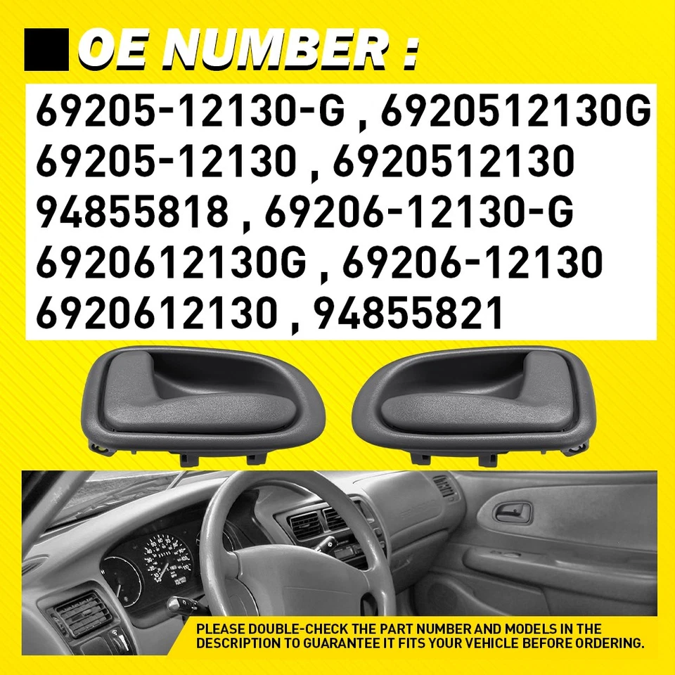 内部内前后门把手适用于 1993 - 1997 Geo Prizm 灰色 1-5SET — 第 3/4 张图片