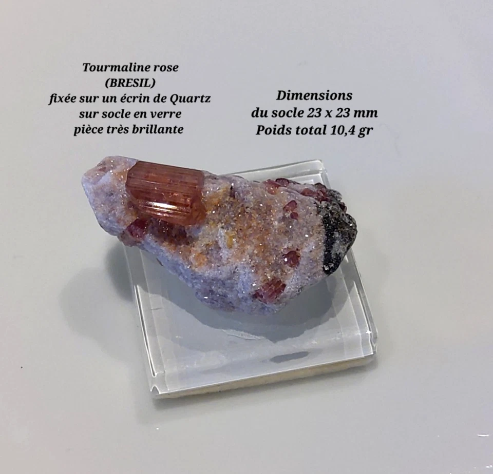 Superbe lot 6 pièces Quartz diamant Roche Tourmaline rose Sélénite Fluorine - Photo 2/4