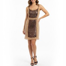 NWT Prada Silk Blend Glass Beaded Cami Shift Dress Beige Sz 40