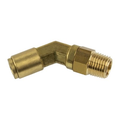PUSH-TO-CONNECT FITTING SWIVEL ELBOW 45 - FITS 1/4'' AIR TUBING - 1/4'' NPT MALE
