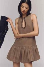 By Anthropologie Beaded Keyhole Sleeveless Mini Dress  SIZE S new  nwt brown