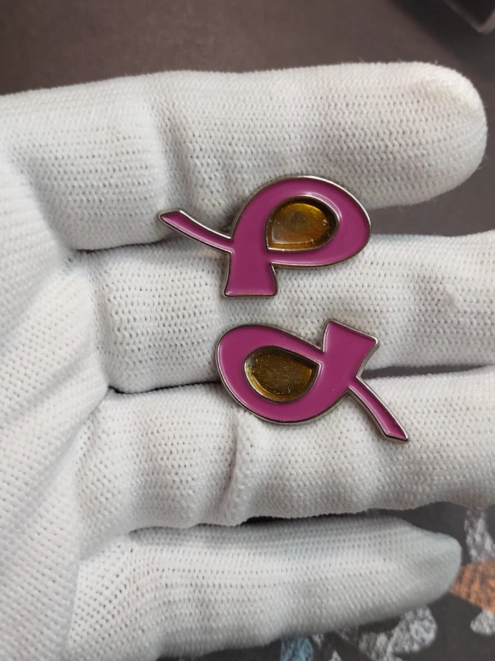 Cinta de concientización sobre el cáncer de mama hecha a mano para hombres gemelos de acero inoxidable Foto 4 de 4