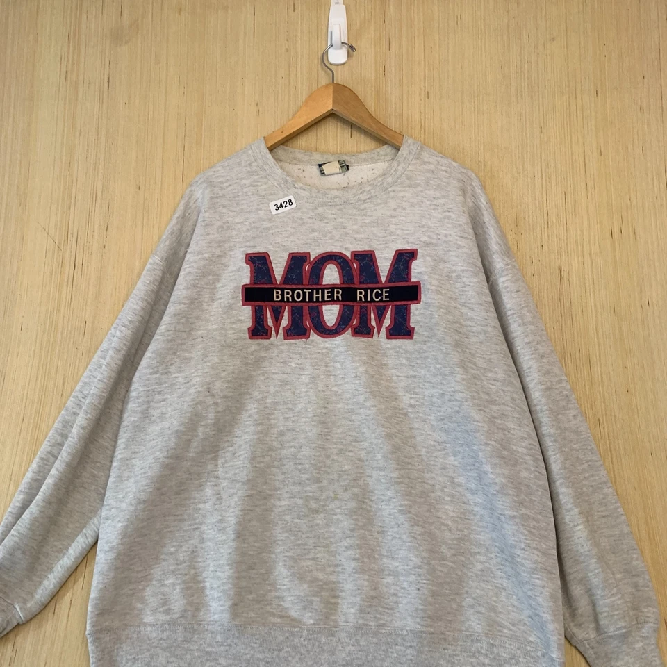 复古兄弟米毛衣成人 2XL 灰色长袖男式套衫刺绣 — 第 2/4 张图片