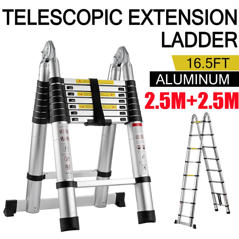 HORUSDY 2.7M Aluminium Telescopic Ladder, Multi-Purpose Step Ladder