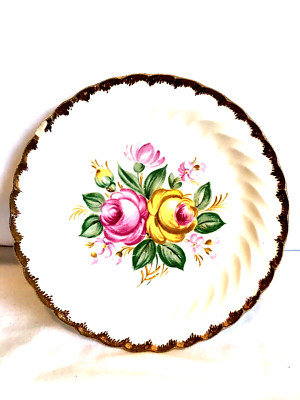 Plate Salad/Dessert Urban Royal Brand 22k Trim Around Edges Flowers