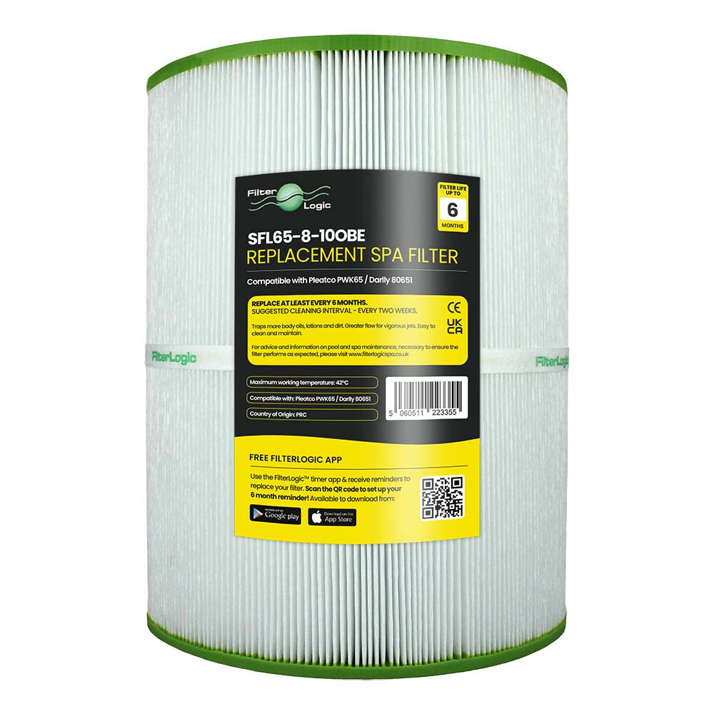 FilterLogic SFL65 Hot Tub Spa Filter Cartridge compatible with Pleatco PWK65