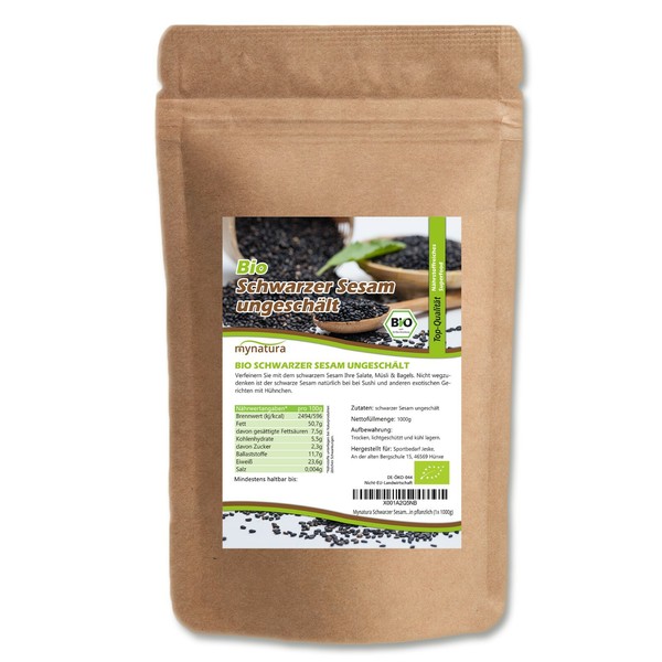 Mynatura Bio Schwarzer Sesam UngeschäLt 1000G I Backen Kochen Sesam-Tahin MüSli-image