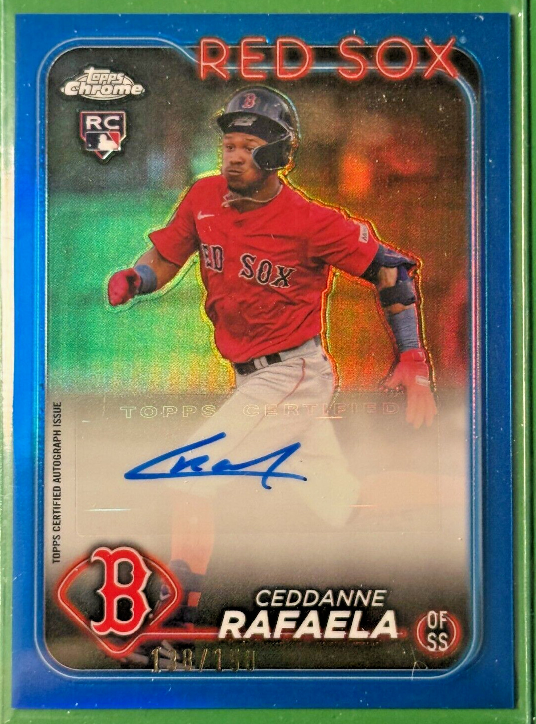 2024 Topps Chrome Update Ceddanne Rafaela RC True Blue Refractor Auto /150 BOS