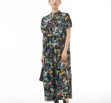 Women's Summer Dresses Short Sleeve Casual Retro Print Loose Soft Swing Dress