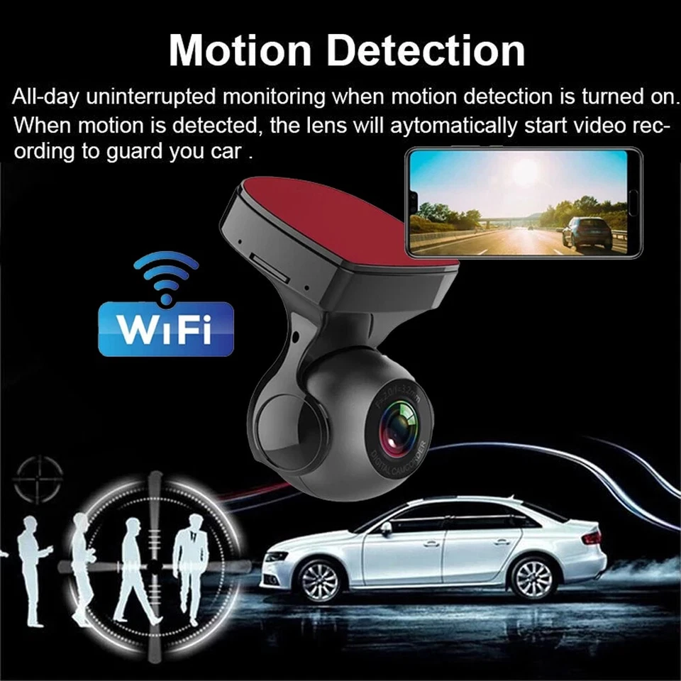 170° WiFi Dash Cam Grabadora Cámara Coche HD 1080P Coche DVR Vehículo Video Sensor G Foto 2 de 4