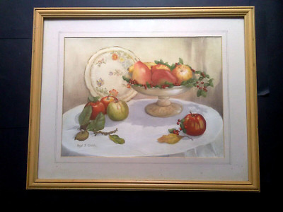 Anfang 20. Jahrhundert, Stillleben Aquarell Gemälde, Hasel J Gaskin, Obst