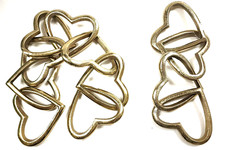 HAND MADE GOLD TONE METAL CONNECTED HEART SHAPE HANGING,TABLE DECOR-4 OR 8 HEART