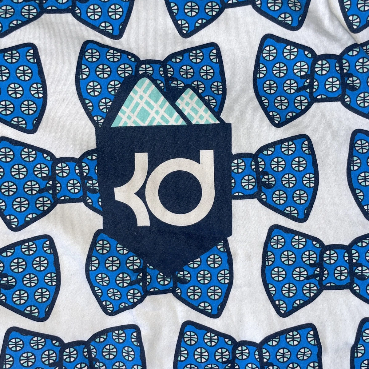 Nike Kevin Durant KD Nerd White Blue Bowtie Basketball T Shirt