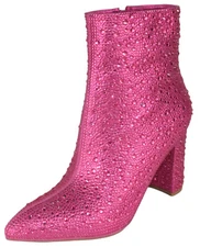 Top Moda Women Ankle Boot High Heels Glitter Booties Zipper BRAZIL8 Fuchsia Pink