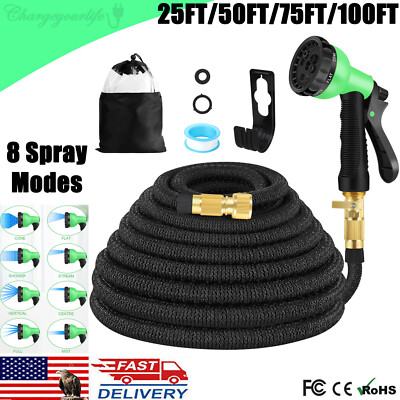 3X Stronger Deluxe Expandable Flexible Garden Hose Water Hose 25, 50, 75, 100FT