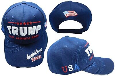 USA Shadow USA Flag Bill Navy Blue Embroidered Cap Hat Trump 2024 Save America