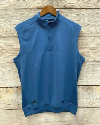 Adidas Golf Vest Mens Size Small Trace Royal Zip Neck Club Vest Poly Stretch New