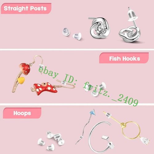 Silicone Earring Backs 4mm(300Pcs)Earring Backings Soft Clear Ear Safety Back - Picture 6 of 7
