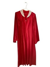Vintage 1980s Red Graduation Robe/Gown White Collar Small/ Petite
