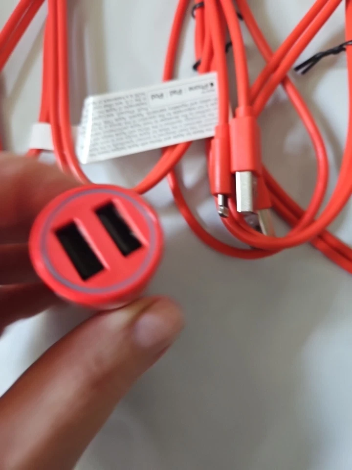 2x USB Data Fast Charger Cable Cords For Apple iPhone with Car Charger Red - Image 3 of 3