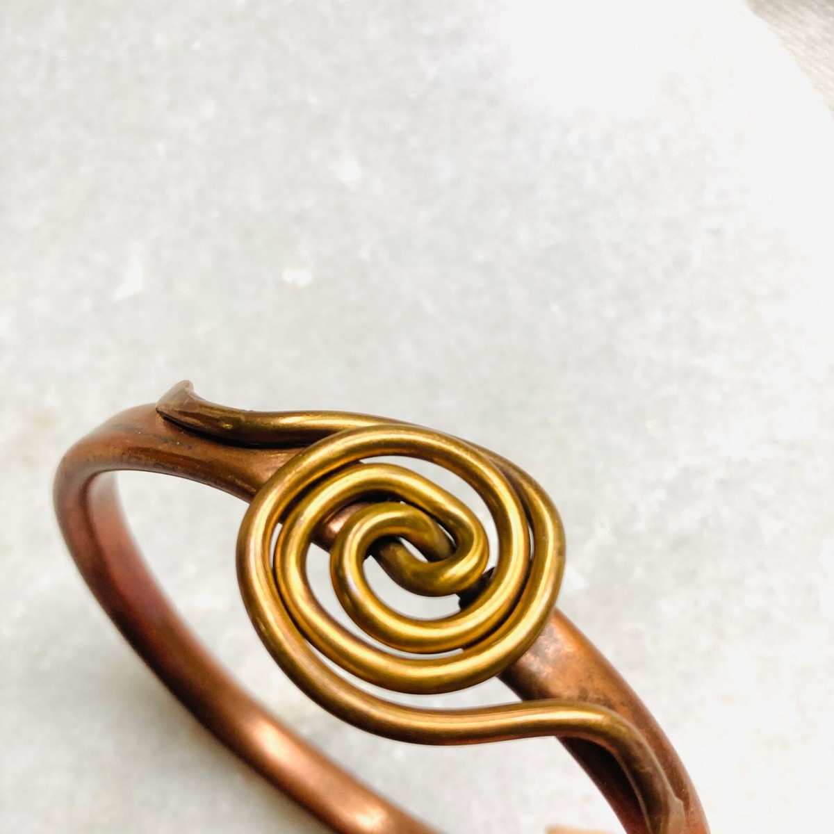 ときめきリボンバングル Vintage Copper Brass Spiral Bangle Cuff Bracelet Metal Wire